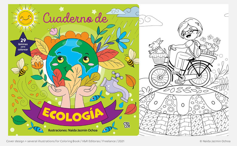 Cover design + several illustrations for Coloring Book