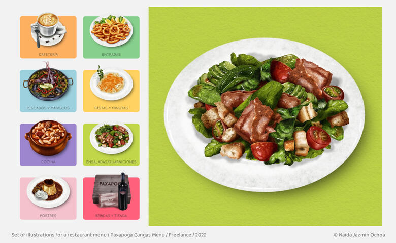 Set of illustrations for a restaurant menu
