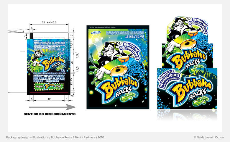 Packaging design + illustrations for Bubbaloo Rocks